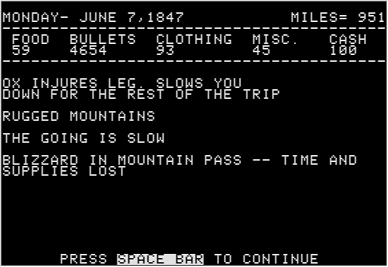L'histoire et l'évolution du jeu vidéo éducatif : Photo du premier jeu vidéo éducatif The Oregon Trail (1970-1971)